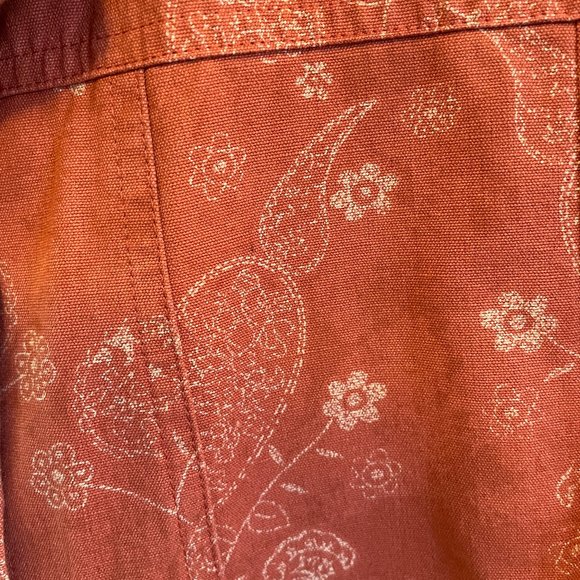 Jean Jacket Cabela's Sz Lg Cotton Dusty Rose Floral Paisley EUC Grandma-Core - Picture 3 of 11